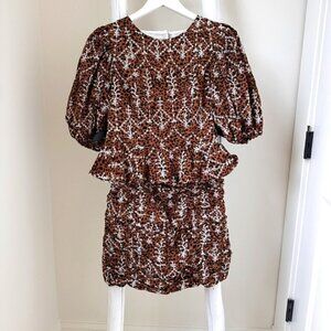 Free the Roses Brown Black White Eyelet Skirt and Top Set SZ Small